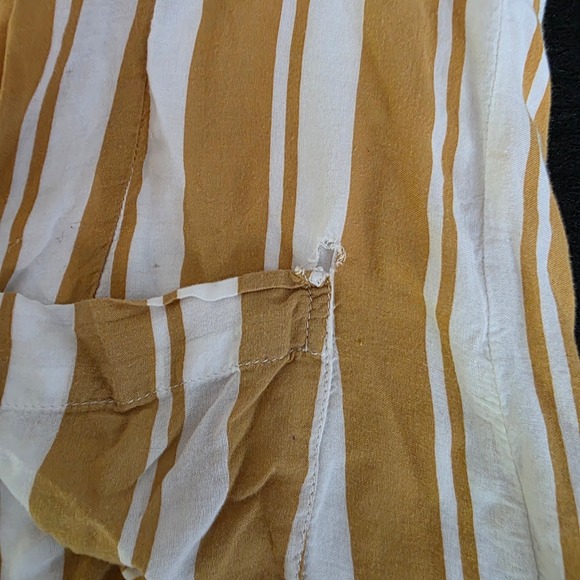 Steele Women's Size 10 Striped Rayon Mustard Yellow White Open Front Top - Picture 5 of 8